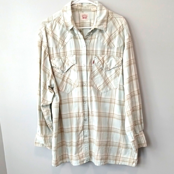 Levi's Tops - Levi's Long Sleeve Plaid Button Down Shirt Womens XL Western Chores Cowgirl